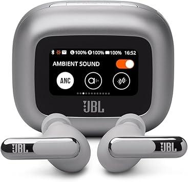 JBL, Fone de Ouvido Bluetooth, Live Beam 3, Intra Auricular, Sem Fio, Com Tela de 1.45", Cancelamento de Ruído, Resistente À Água e Poeira - Prata