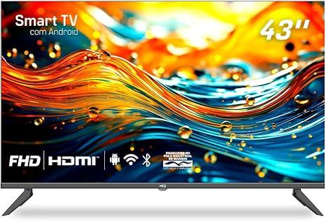 Smart TV HQ 43" Full HD tela sem bordas Android 12 design Slim HQS43NKHM