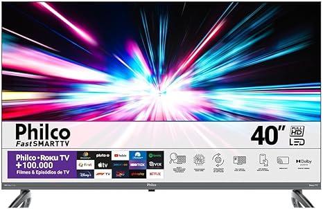 Smart TV 40” PTV40E3ERSGB Roku TV Led Dolby Audio