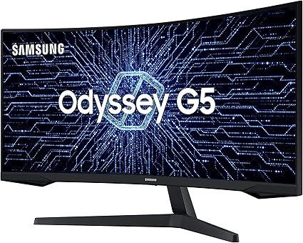 Monitor Gamer Curvo Samsung Odyssey 34’’, Ultra WQHD, 165Hz, 1ms, tela ultrawide, HDMI, Display Port, Freesync Premium, preto, série G5