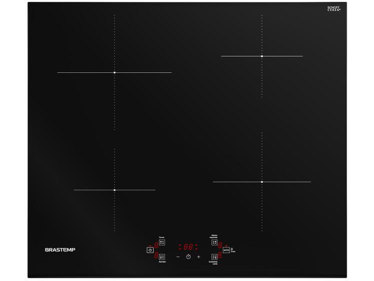 Cooktop 4 Bocas Indução Brastemp Vitrocerâmico - Touch com Timer Preto Acendimento Automático BDJ60